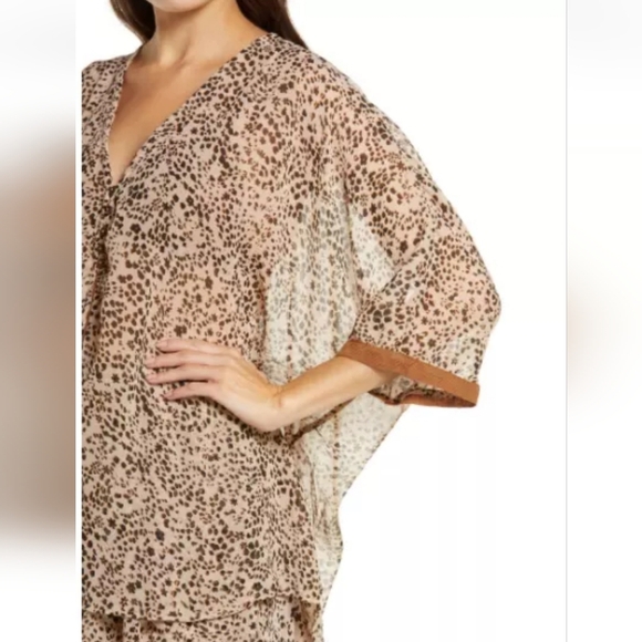 Free People Intimately Sheer Sleepin In Shirt Leopard Print Top Oversized Small - Picture 9 of 9